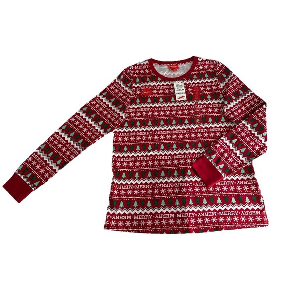 Holiday Lane Women’s Christmas Fair Isle Only Top – “Merry” Print – Red/Green M - Picture 3 of 5